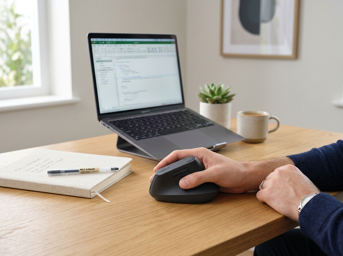 a vertical ergonomic mouse on a clean desk setup - best rsi mouse a vertical ergonomic mouse on a clean desk setup - best rsi mouse