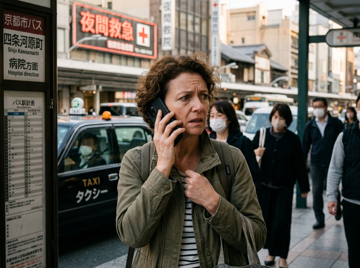 A person calling for help during a medical emergency abroad - medical emergency abroad A person calling for help during a medical emergency abroad - medical emergency abroad