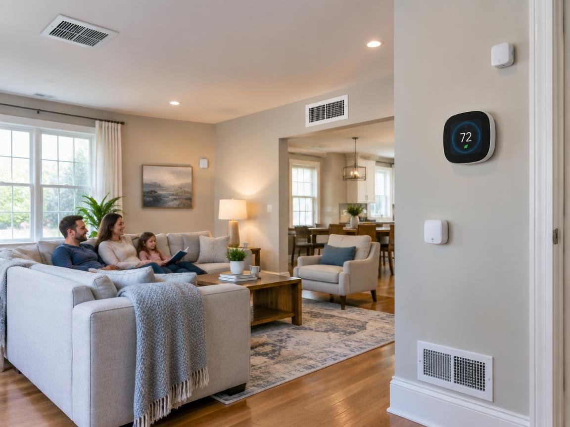 integrated residential HVAC zoning and smart thermostat sensors