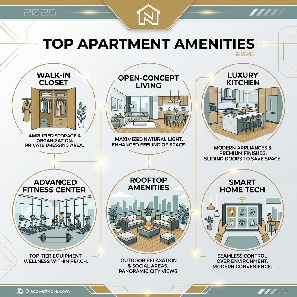 Curated visual reference: Budget Apartment Amenities List Reference: Top Apartments With Walk In Closet 2026