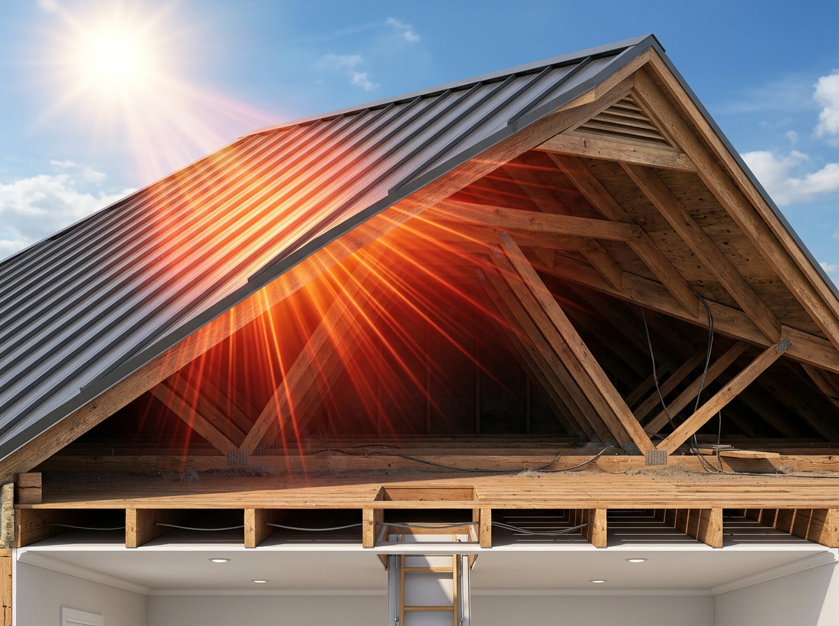 solar heat radiating through a metal roof into an attic space - attic insulation for metal roofs solar heat radiating through a metal roof into an attic space - attic insulation for metal roofs
