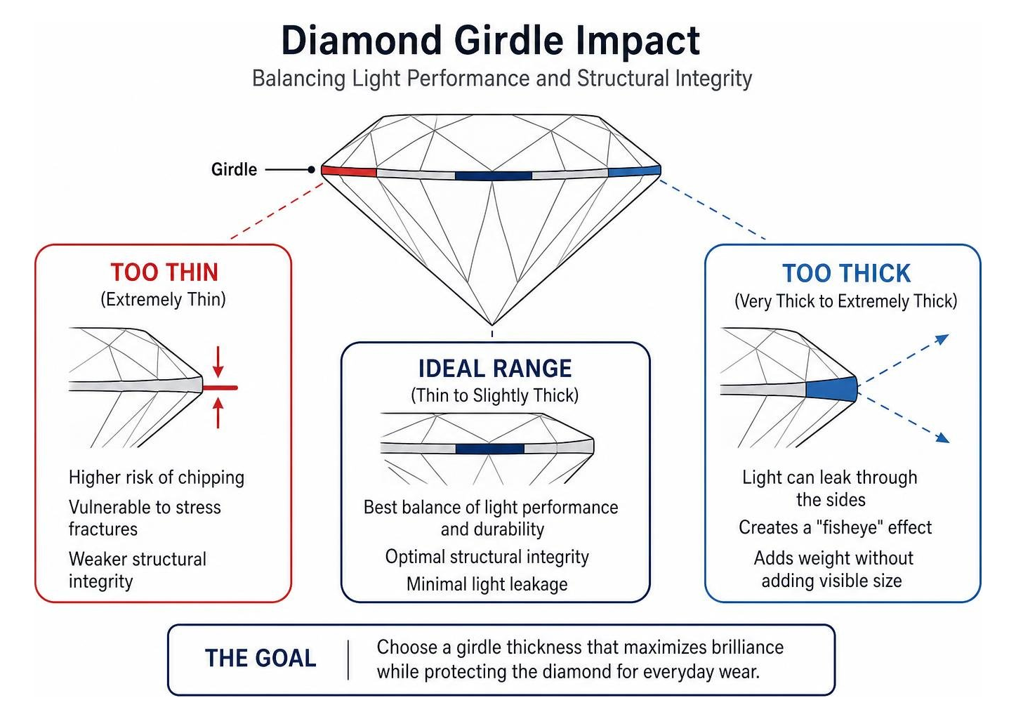 diamond girdle impact on light reflection vs structural integrity