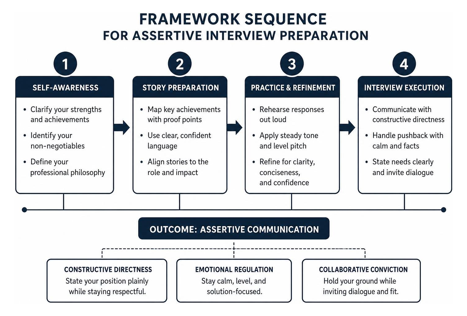 Framework sequence for assertive interview preparation Framework sequence for assertive interview preparation