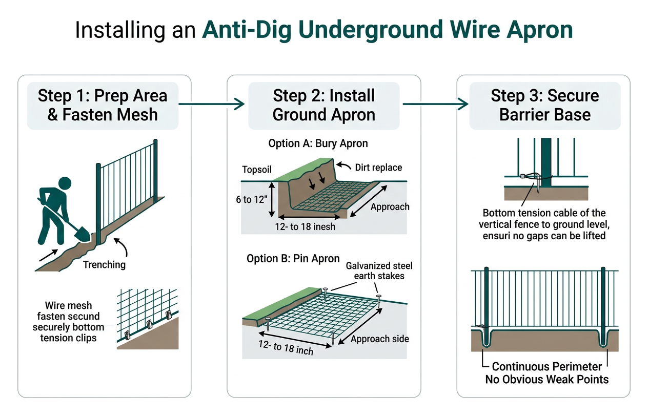 Process of installing an anti-dig underground wire apron Process of installing an anti-dig underground wire apron