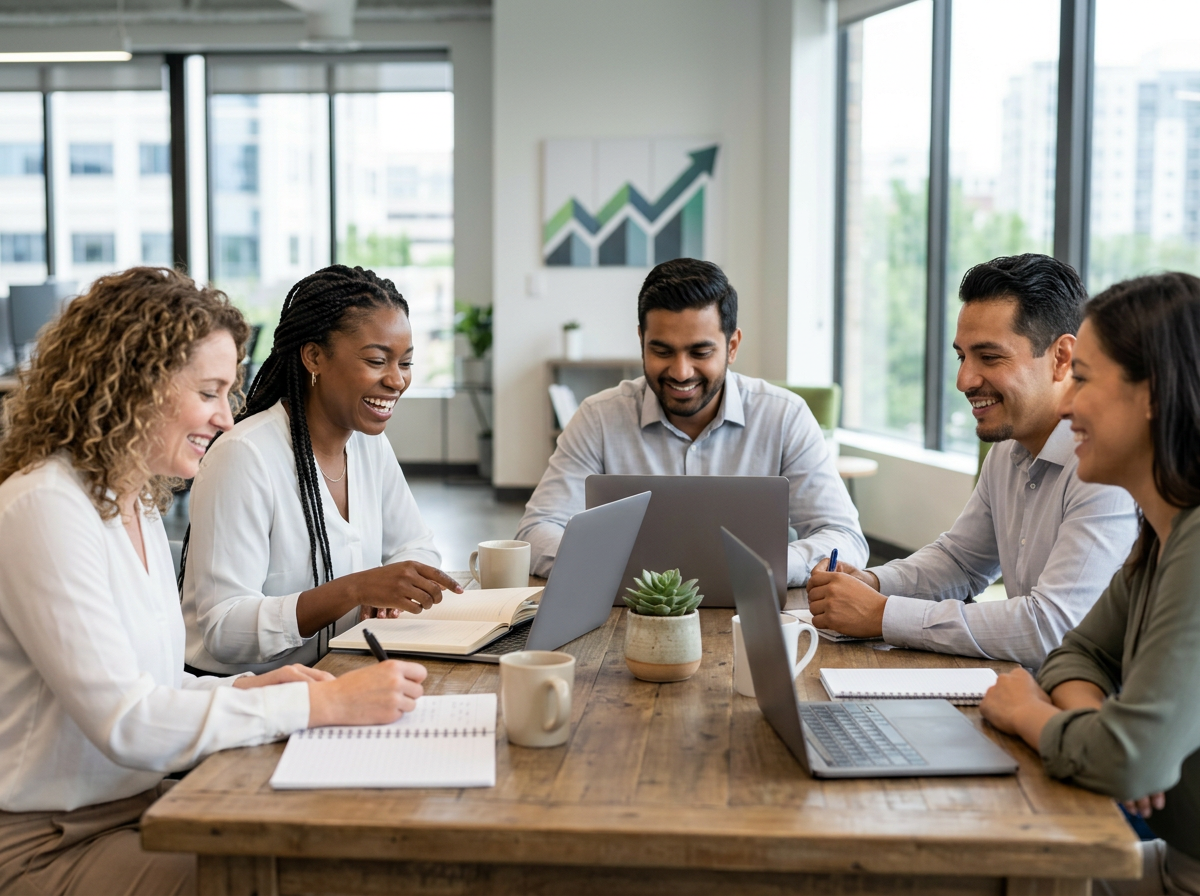 Displaying metrics of professional growth and improved life balance Displaying metrics of professional growth and improved life balance