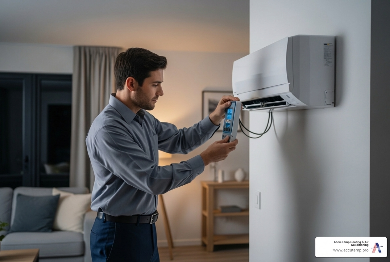 Infographic showing the emergency mini split repair process: 1. Identify the problem (no cooling, leaks, noise), 2. Call 24-hour service, 3. Technician arrives within 1-2 hours, 4. Professional diagnosis of the issue, 5. Clear explanation of repair needs, 6. On-site repair with quality parts, 7. System testing and verification, 8. Comfort restored - mini split heat pumps repair 24 hour in palm coast, fl Infographic showing the emergency mini split repair process: 1. Identify the problem (no cooling, leaks, noise), 2. Call 24-hour service, 3. Technician arrives within 1-2 hours, 4. Professional diagnosis of the issue, 5. Clear explanation of repair needs, 6. On-site repair with quality parts, 7. System testing and verification, 8. Comfort restored - mini split heat pumps repair 24 hour in palm coast, fl