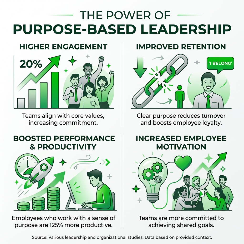 Key stats and principles showing the power of purpose based leadership on teams and performance - purpose based leadership Key stats and principles showing the power of purpose based leadership on teams and performance - purpose based leadership