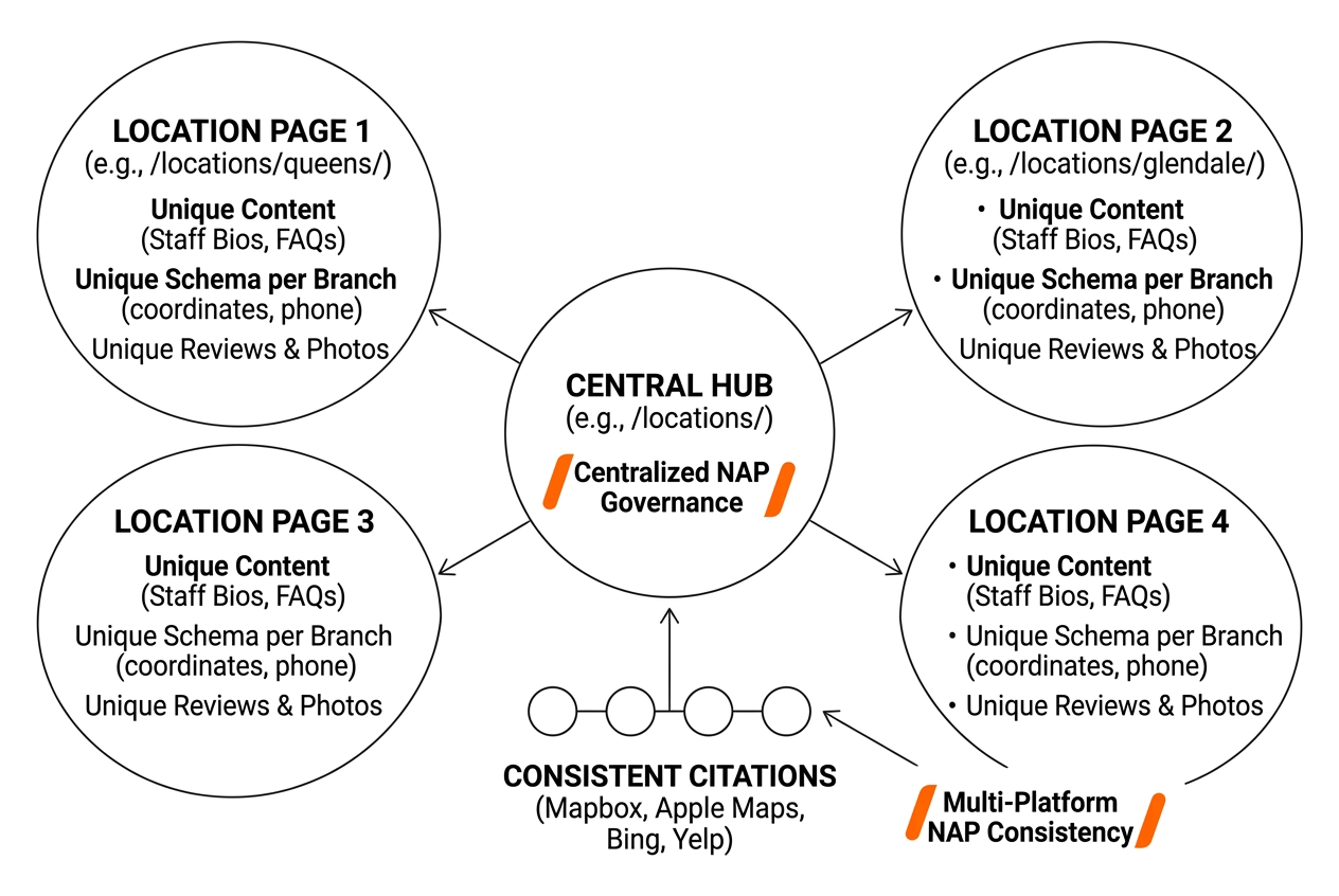 Hub and spoke website architecture for multi location businesses Hub and spoke website architecture for multi location businesses