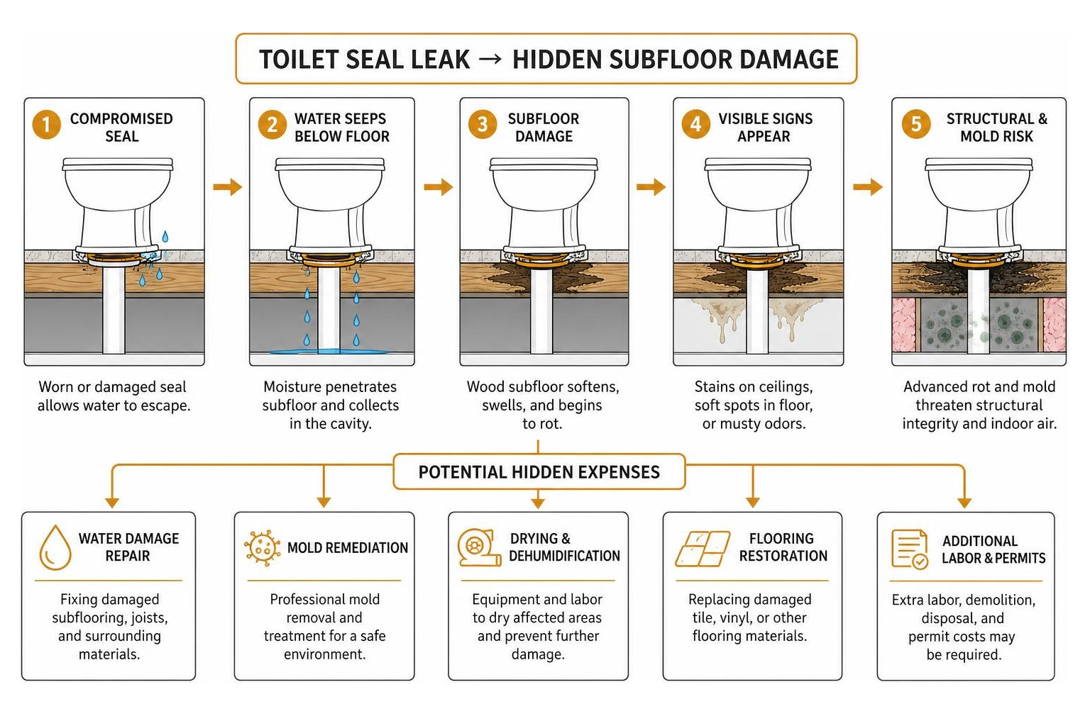 toilet seal hidden subfloor leak damage