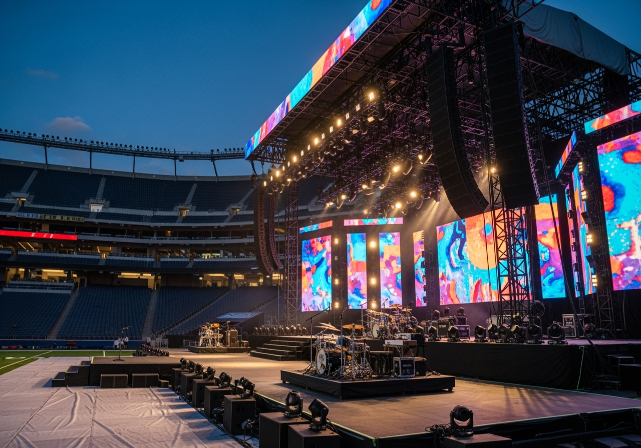 Concert setup at Ford Field from the side stage - Best seats Ford Field