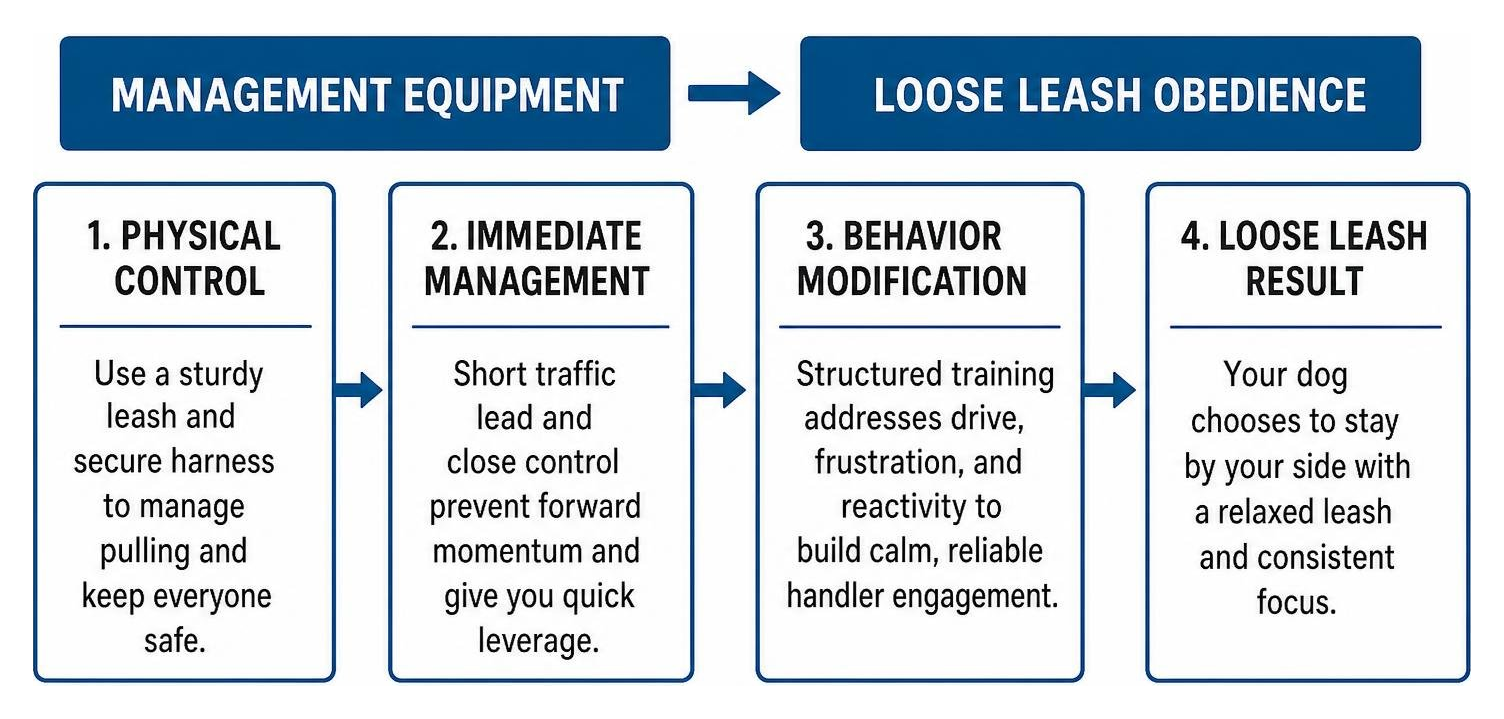 Transitioning from management equipment to loose leash obedience Transitioning from management equipment to loose leash obedience