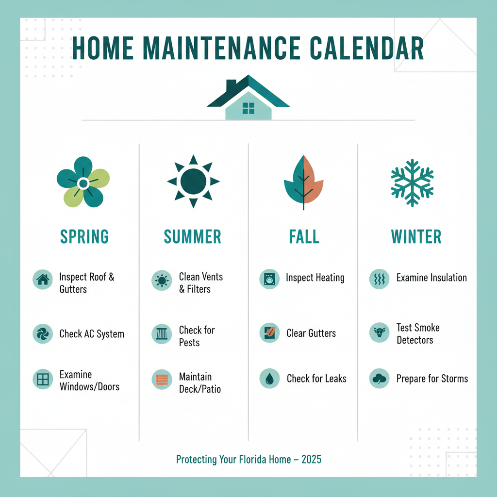 Home Maintenance Calendar - florida roofer infographic 