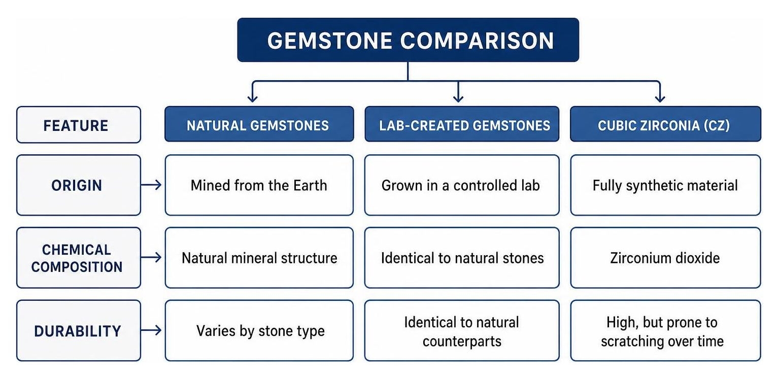 Gemstone comparison process diagram