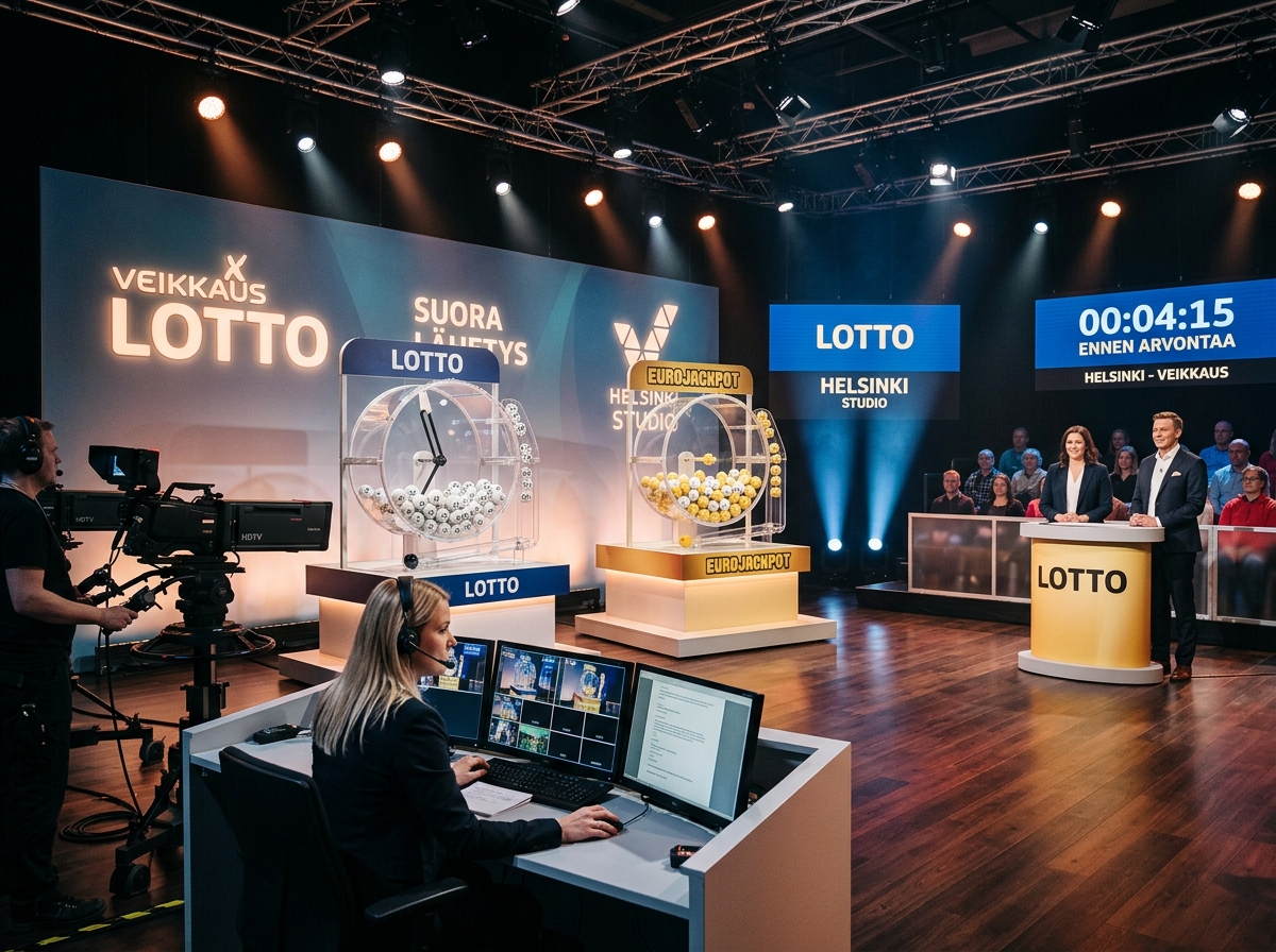 Helsinki lottery draw studio with machines ready - euro jackpot results Helsinki lottery draw studio with machines ready - euro jackpot results