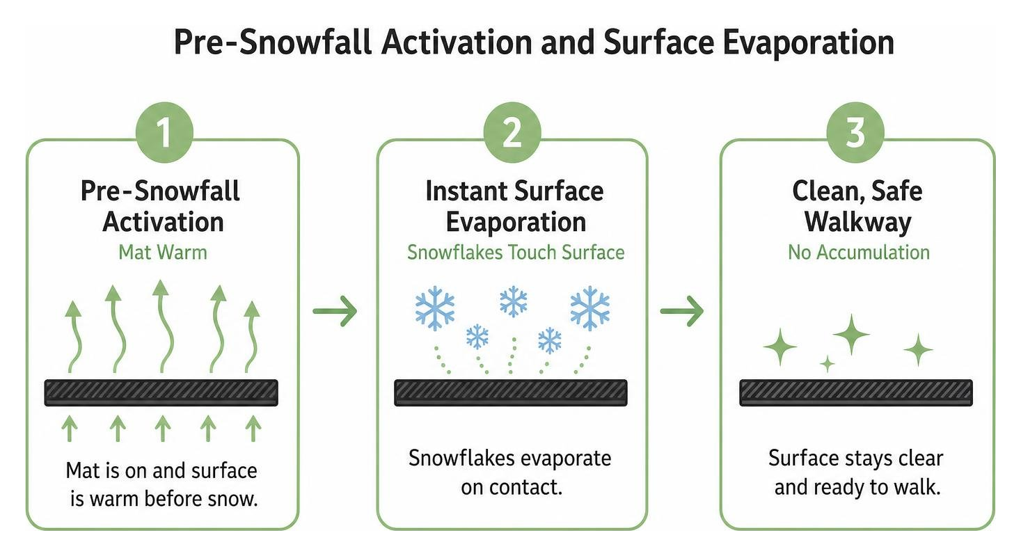 Diagram of pre-snowfall activation and surface evaporation