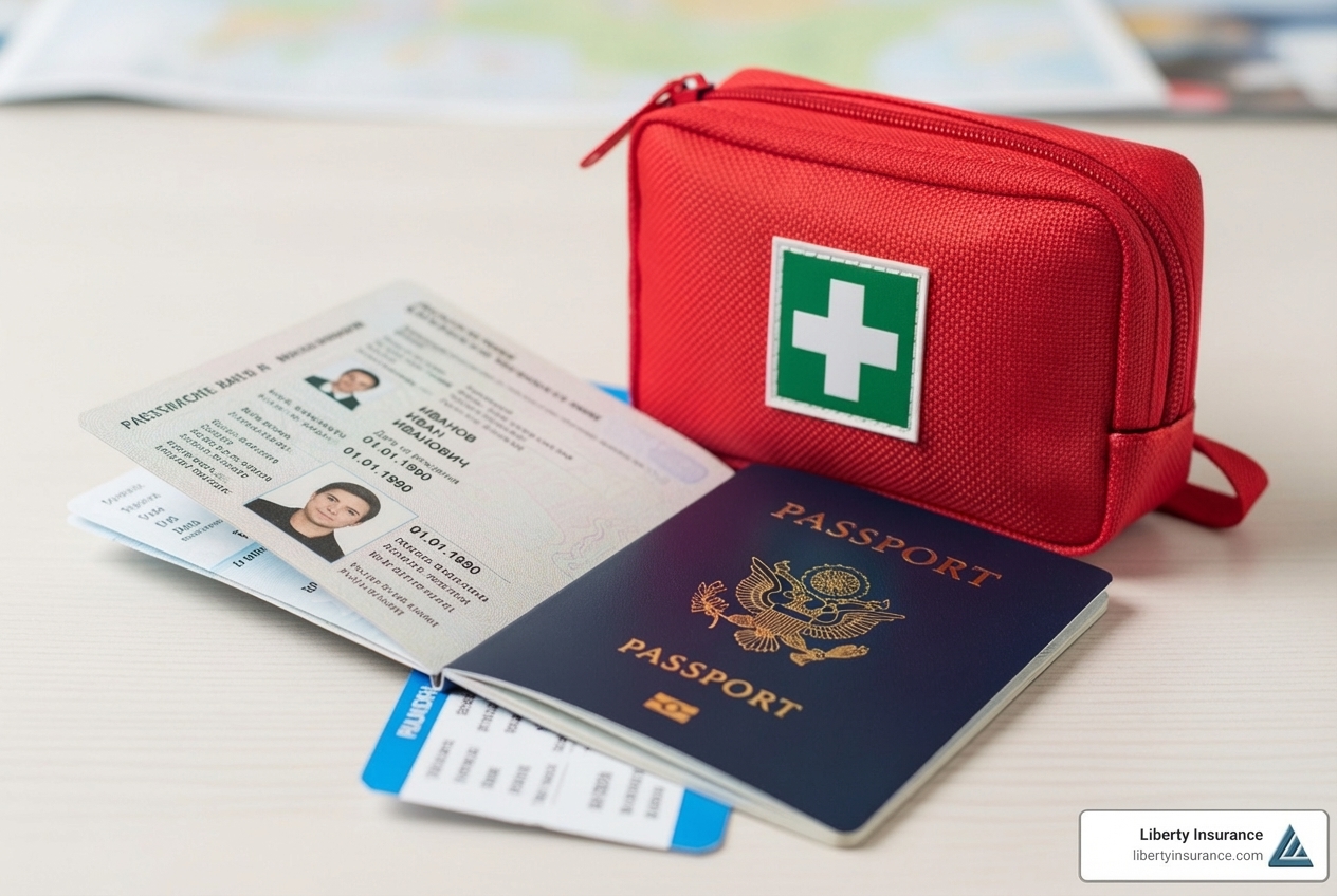 first aid kit and passport - travel insurance new jersey