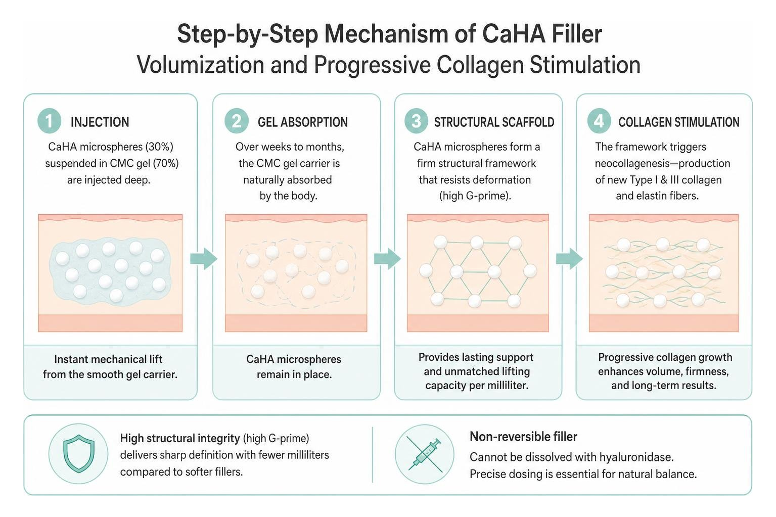 Step-By-Step Mechanism Of Caha Filler Volumization And Progressive Collagen Stimulation