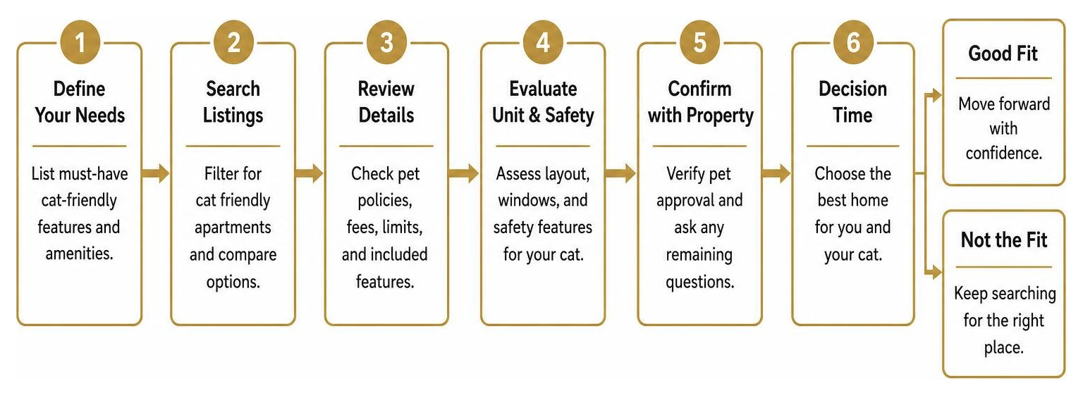 Cat-friendly rental search decision flow Cat-friendly rental search decision flow