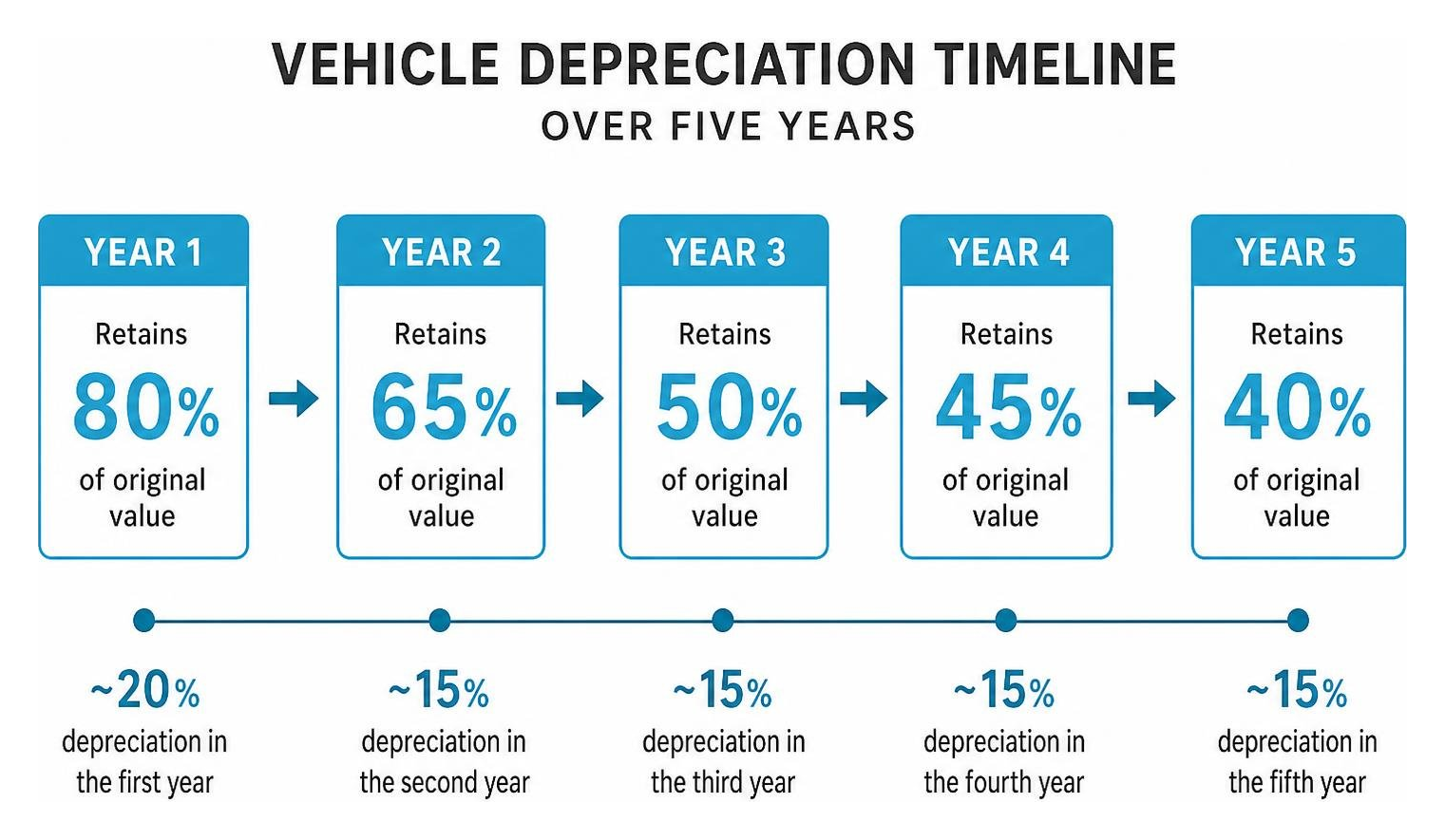 Vehicle depreciation timeline over five years Vehicle depreciation timeline over five years