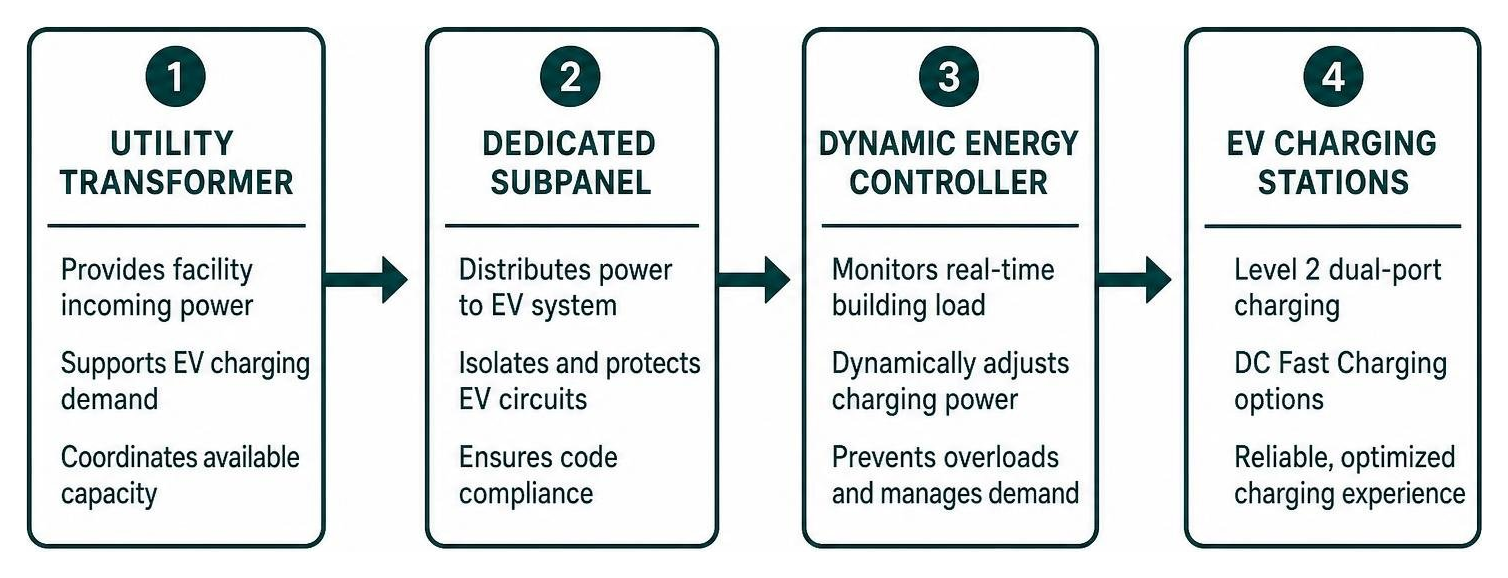 commercial EV charger load management workflow