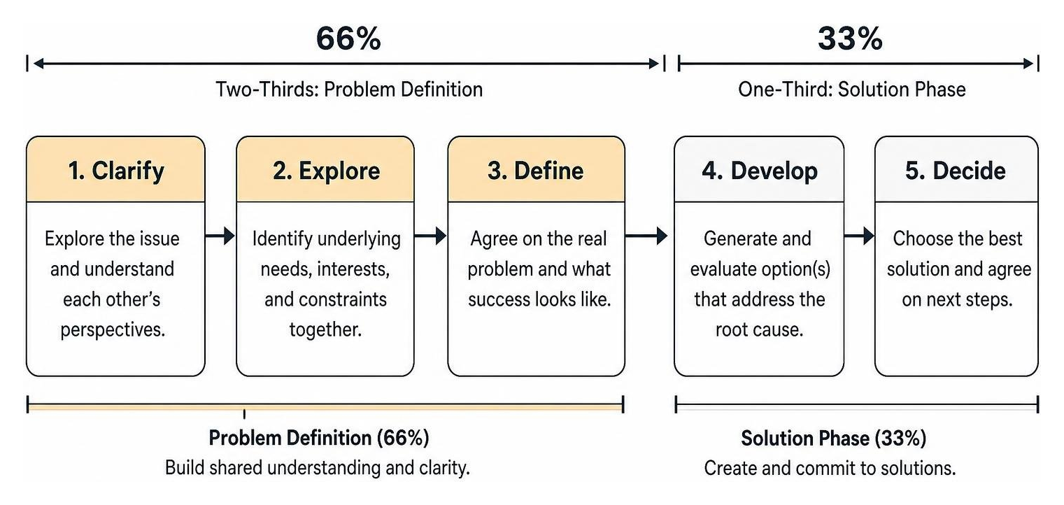 diagram illustrating two-thirds problem definition and one-third solution phase