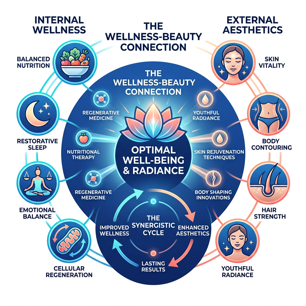 Exploring Advanced Wellness and Aesthetic Treatments 2 synergy between wellness and aesthetics - advanced wellness and aesthetics infographic