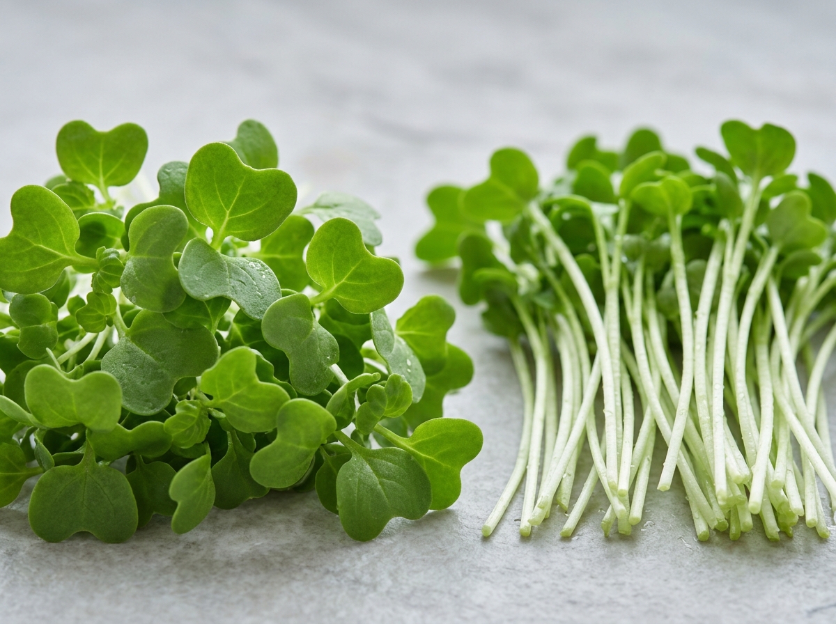Comparing the textures of arugula microgreen leaves and stems - arugula microgreens flavor profile