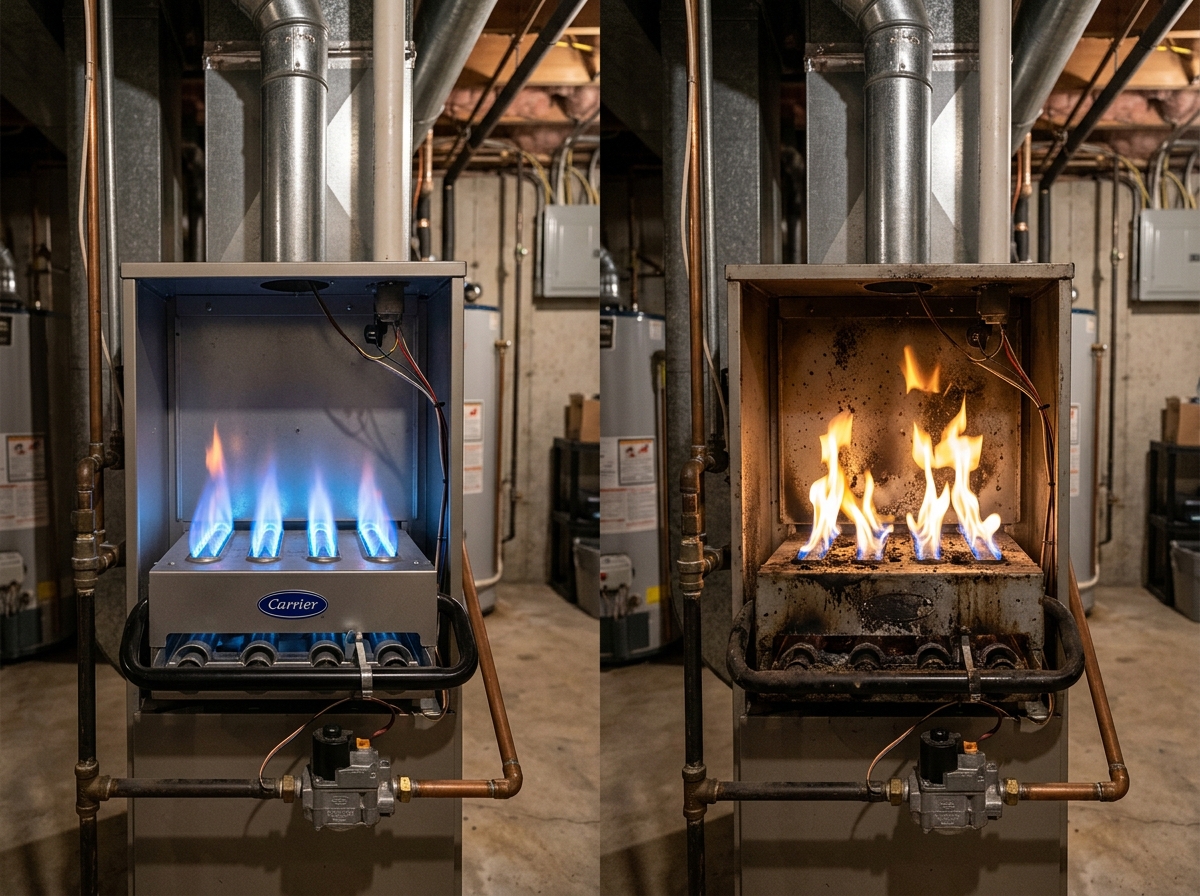 clean furnace burner vs dirty burner comparison - heating maintenance clean furnace burner vs dirty burner comparison - heating maintenance