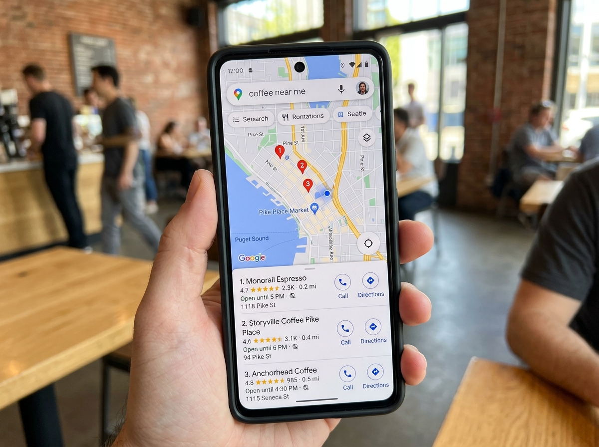 Mobile search results showing local businesses in the Map Pack - local seo services Mobile search results showing local businesses in the Map Pack - local seo services