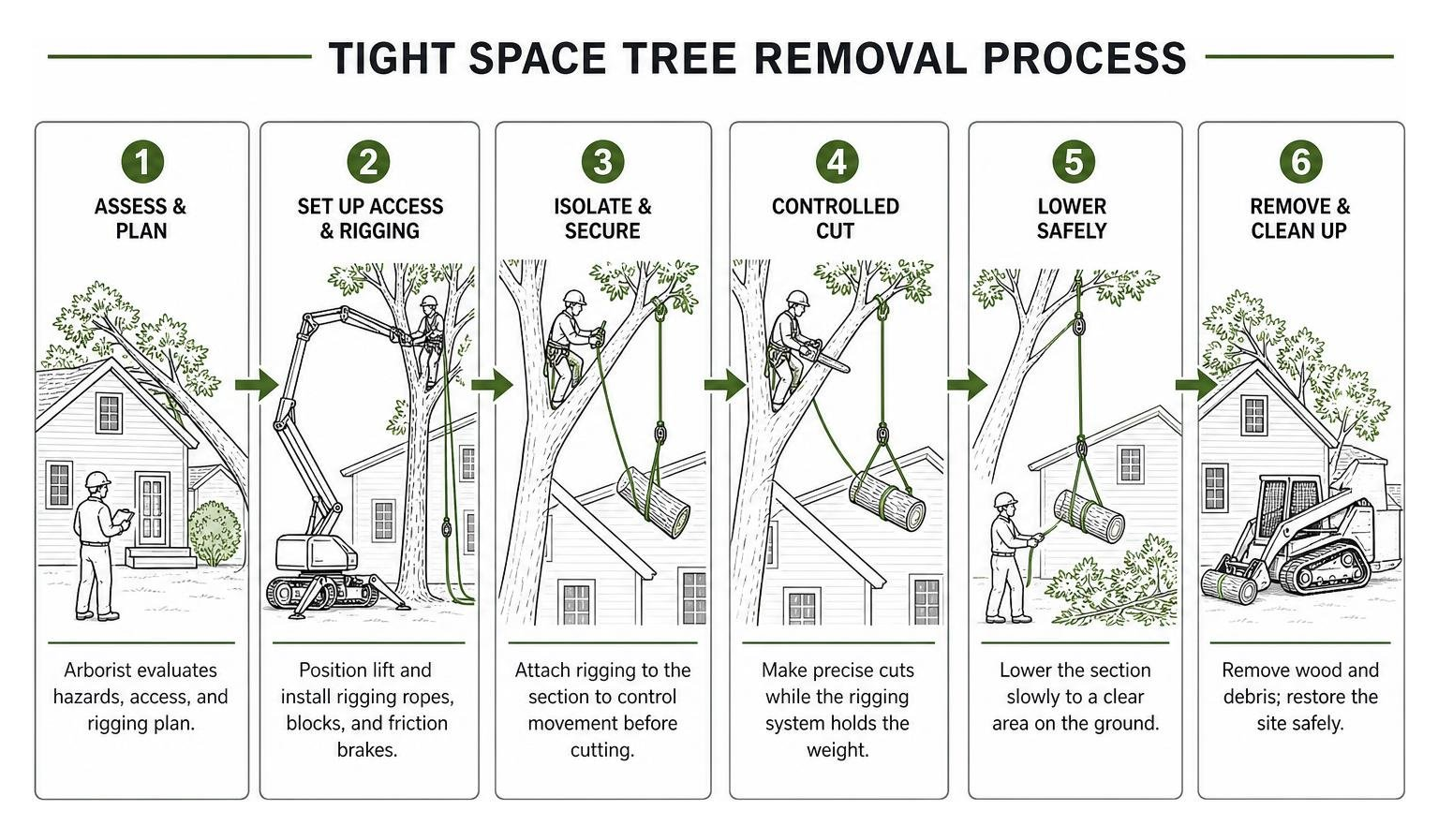 tight space tree removal diagram