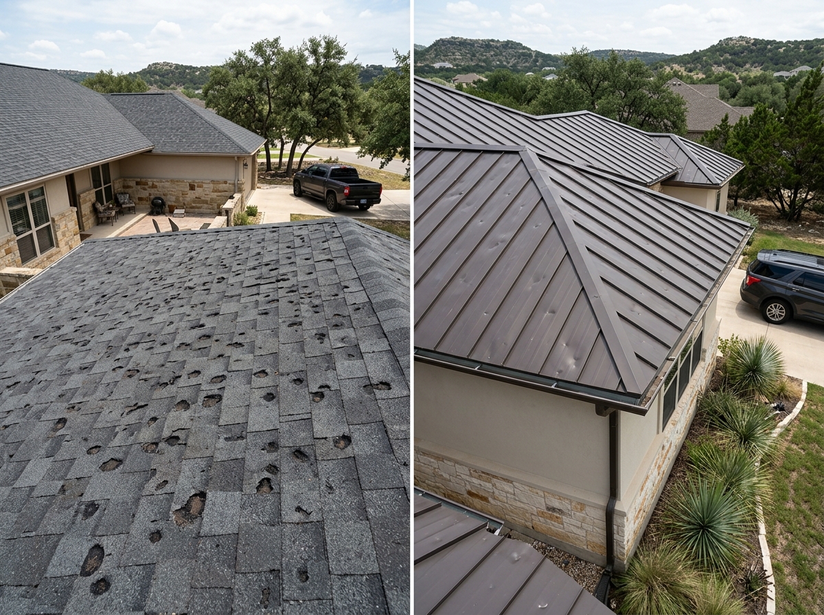 comparing hail damage on asphalt vs metal roofing - hail storm roof damage comparing hail damage on asphalt vs metal roofing - hail storm roof damage