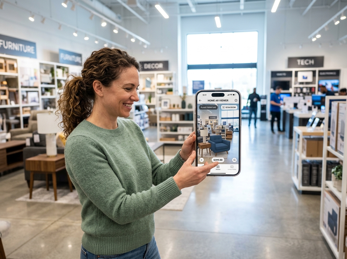 visitor using AR technology in retail - immersive digital experiences