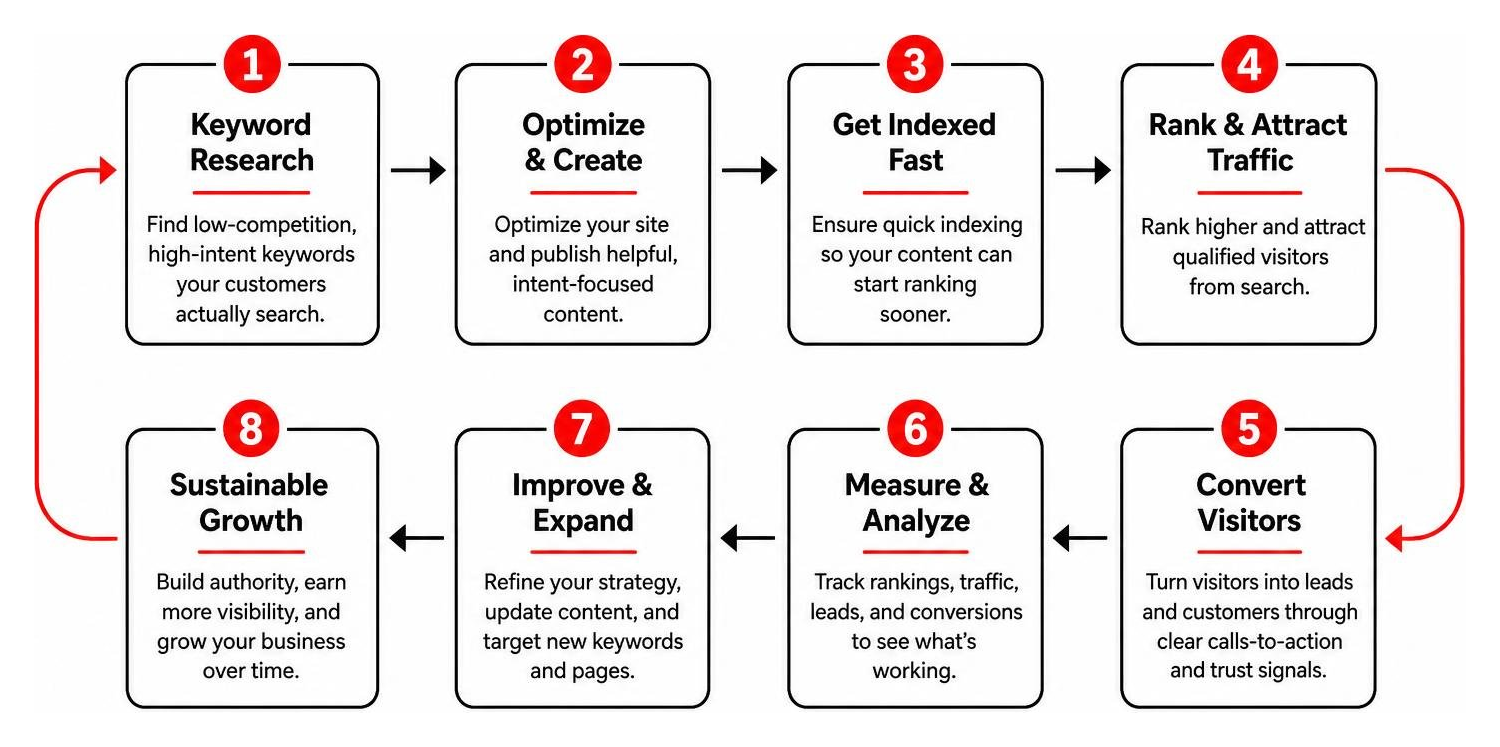 Small business SEO growth cycle diagram Small business SEO growth cycle diagram