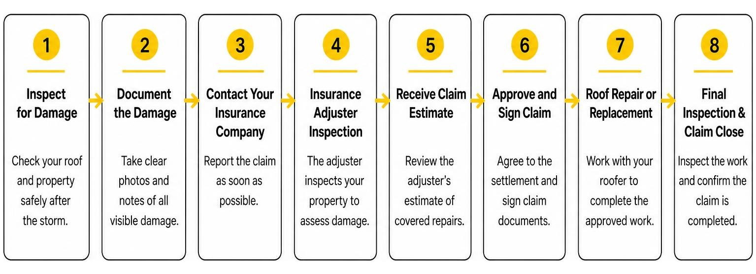 Step-by-step process for filing a storm damage roof insurance claim Step-by-step process for filing a storm damage roof insurance claim