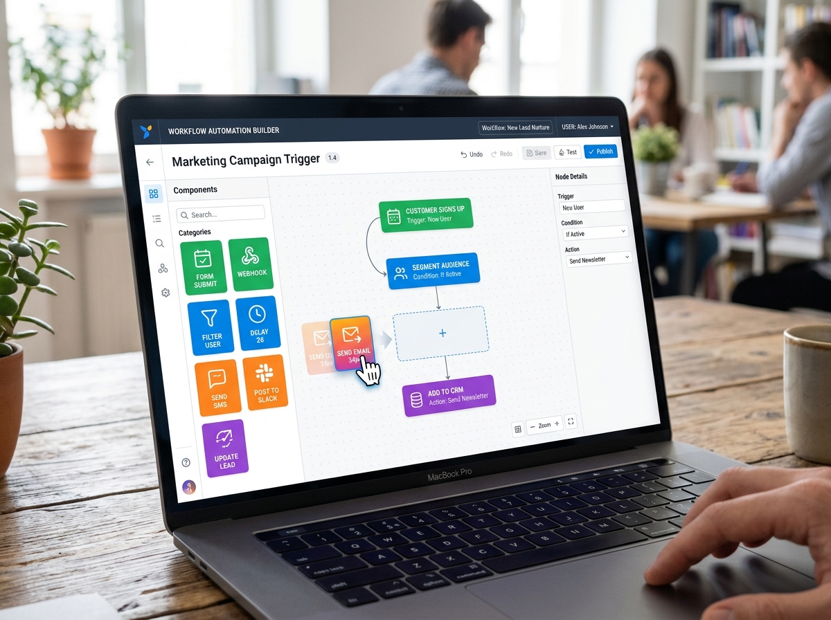 A user-friendly drag-and-drop automation builder interface - automation for small business