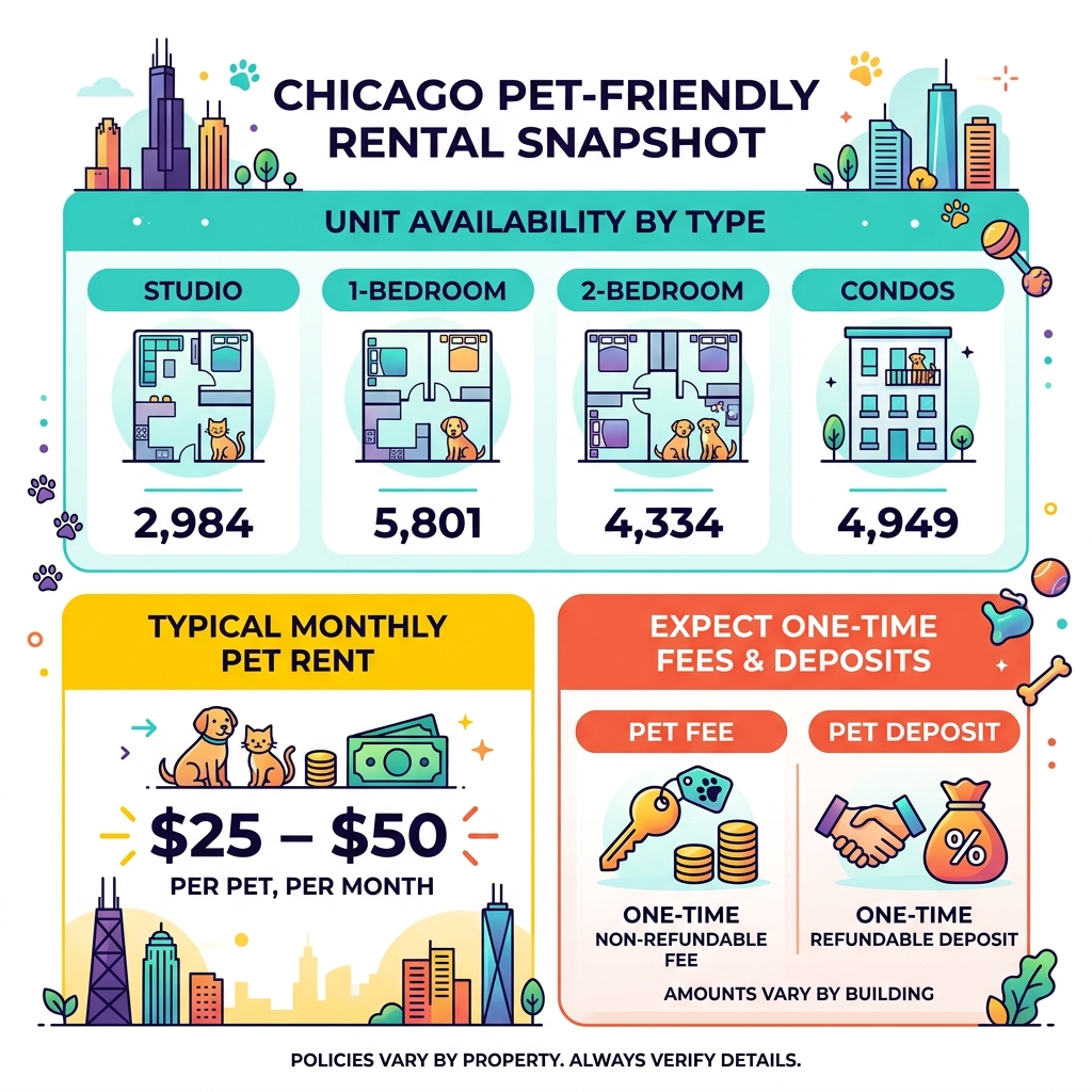 Chicago pet-friendly rental statistics: unit availability by type - Pet friendly apartments
