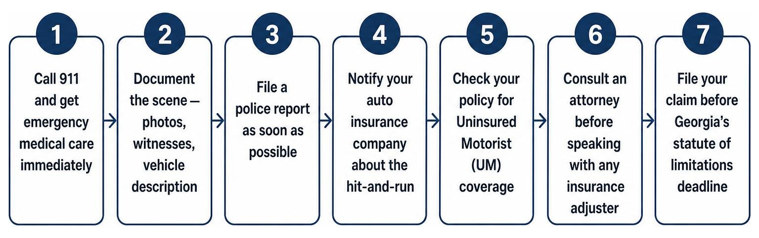 Steps to file a pedestrian hit and run claim in Atlanta, Georgia Steps to file a pedestrian hit and run claim in Atlanta, Georgia