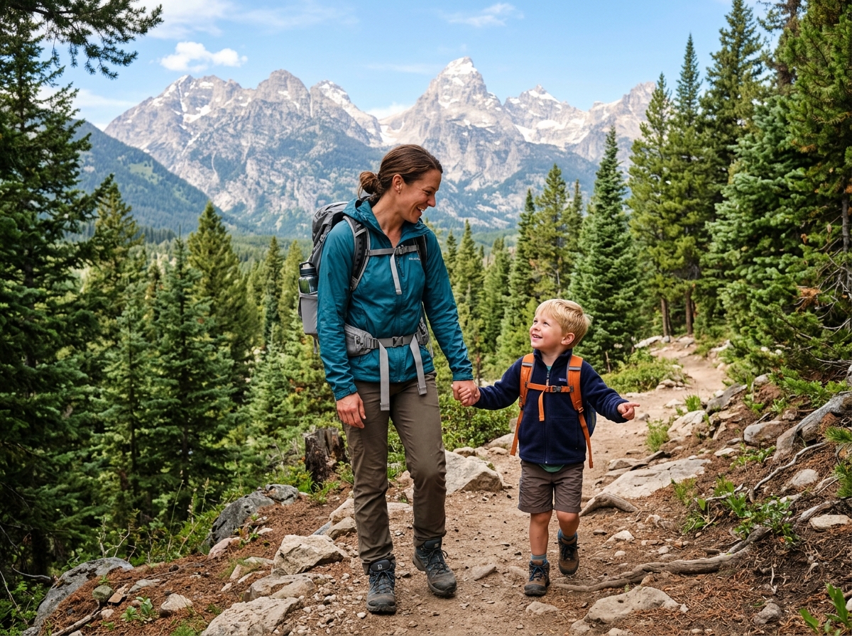 Single parent and child exploring a National Park - budget travel single parents Single parent and child exploring a National Park - budget travel single parents
