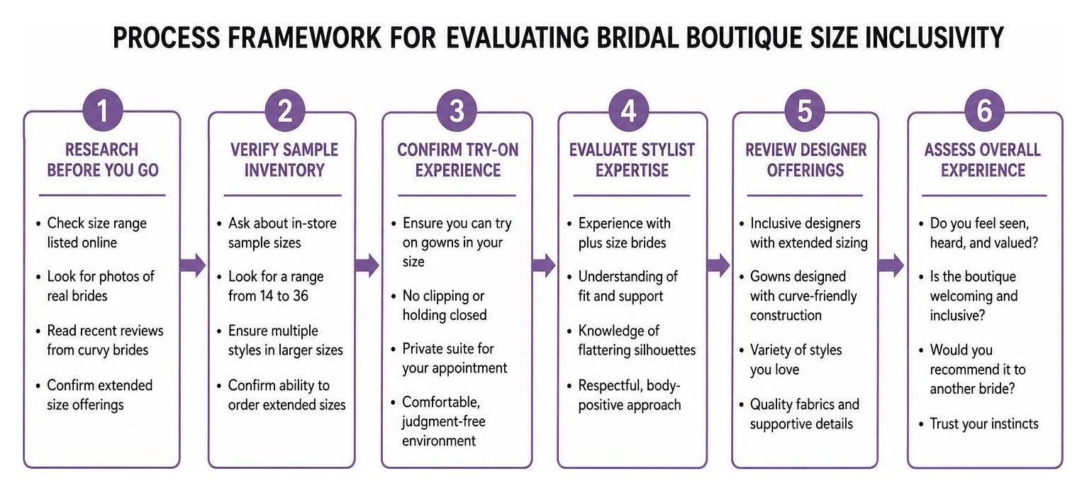 Process framework for evaluating bridal boutique size inclusivity
