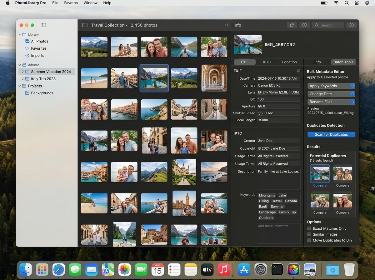 Interface showing metadata tagging and batch organization tools - best photo organizing software mac