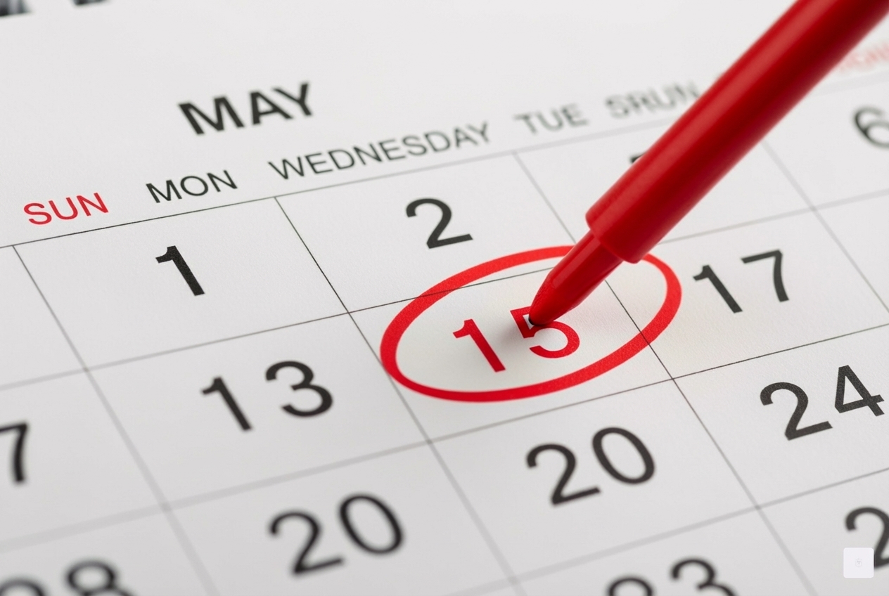 calendar with May 15th circled - 990 electronic filing calendar with May 15th circled - 990 electronic filing