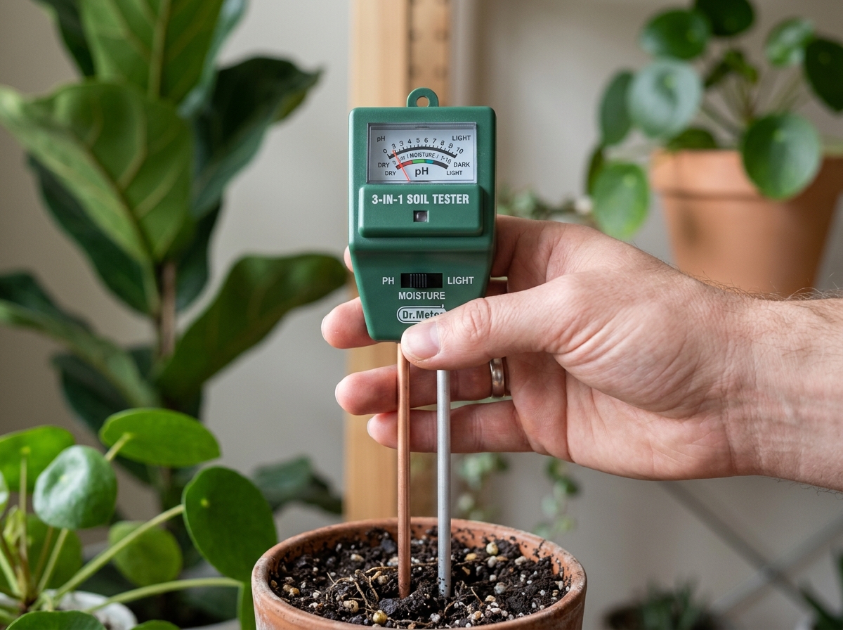 a 3-in-1 soil tester showing moisture, pH, and light sensors - moisture meter for plants