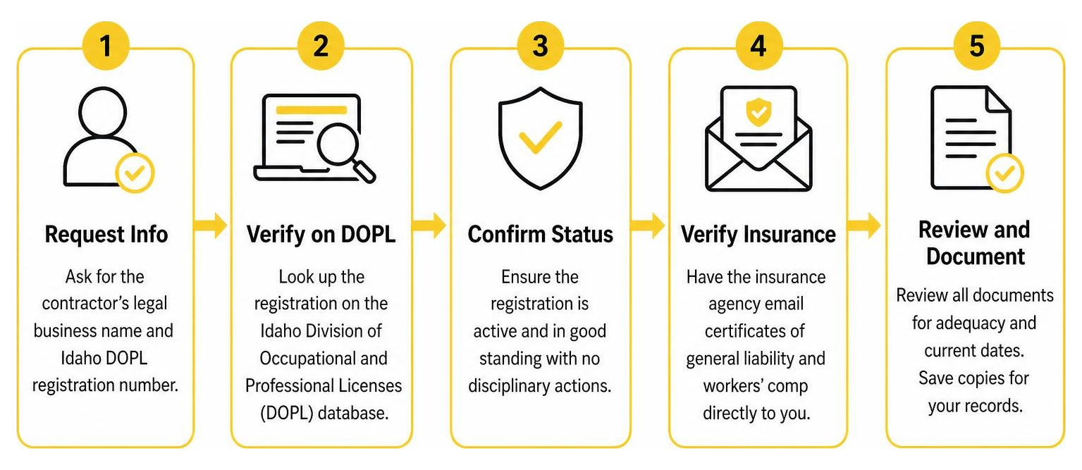 Verification process for checking Idaho roofing contractor credentials Verification process for checking Idaho roofing contractor credentials