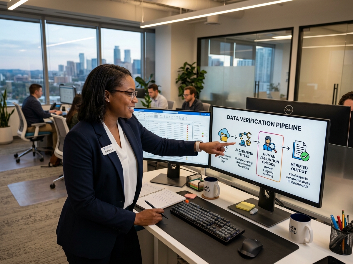 Data verification process showing multi-step validation and AI cleaning - lead generation agency Data verification process showing multi-step validation and AI cleaning - lead generation agency