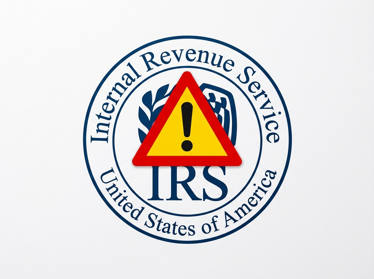 Official IRS logo with a warning sign - IRS dirty dozen scams Official IRS logo with a warning sign - IRS dirty dozen scams