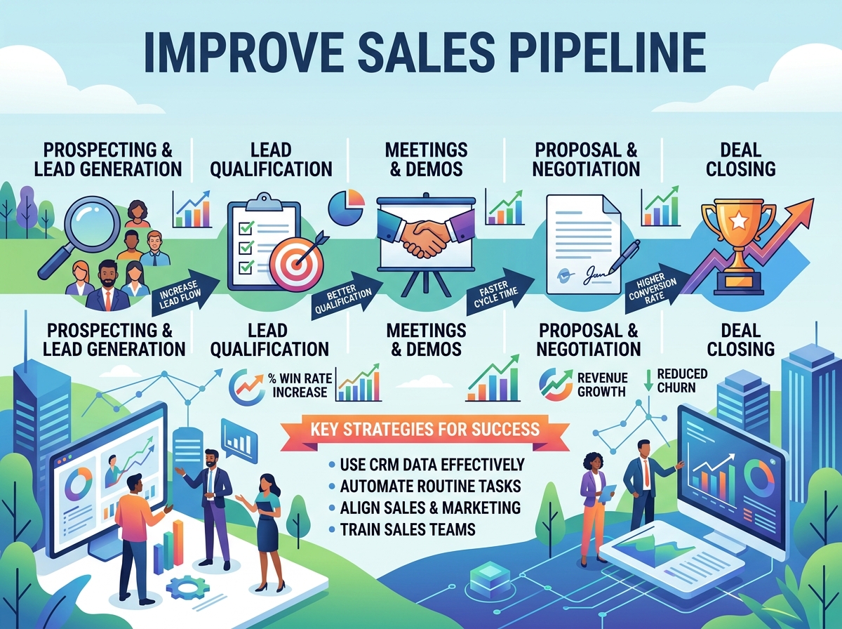 CRM dashboard showing deals stalled in the proposal stage for over 30 days - improve sales pipeline