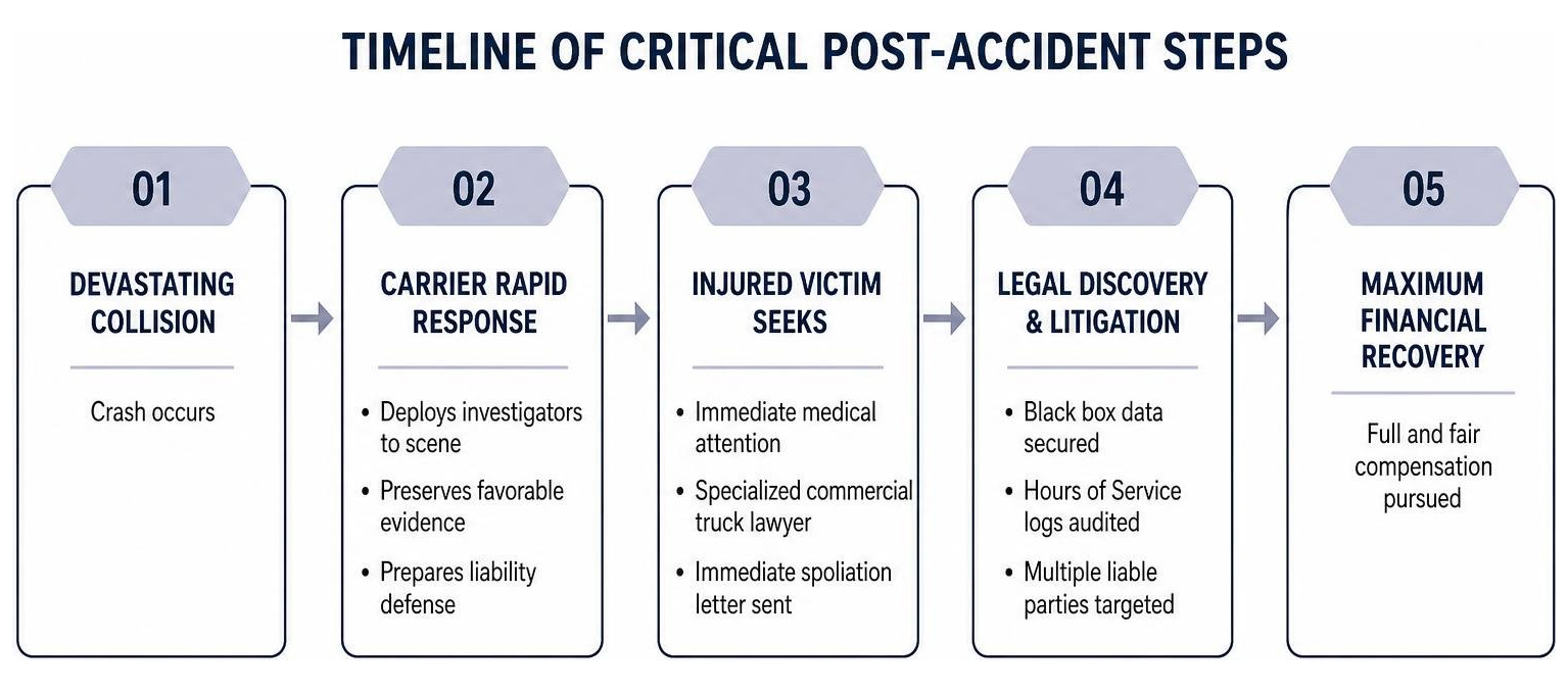 Timeline of critical post-accident steps
