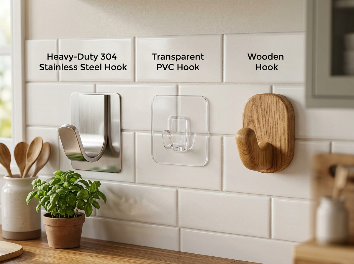 Comparing adhesive hook materials: Stainless steel vs PVC vs Wood - adhesive hooks for kitchen