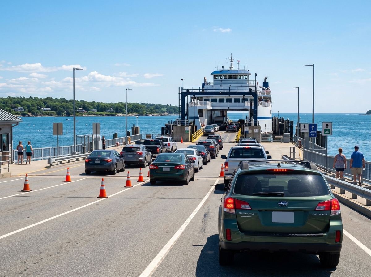 vehicle staged in ferry loading lane