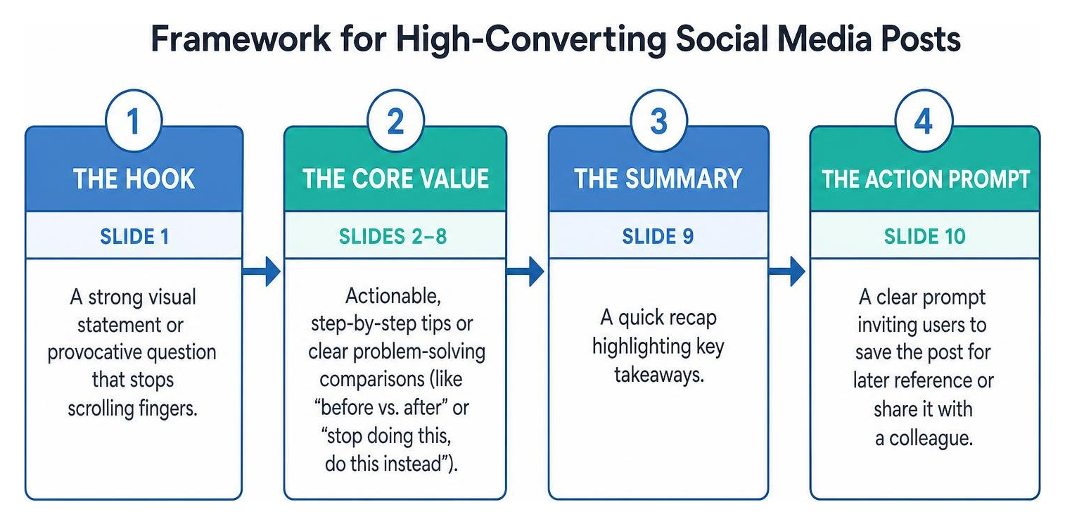framework diagram for crafting high-converting social media posts from hook to call to action framework diagram for crafting high-converting social media posts from hook to call to action